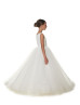 V Neck Pearl Beaded Elegant Flower Girl Dress